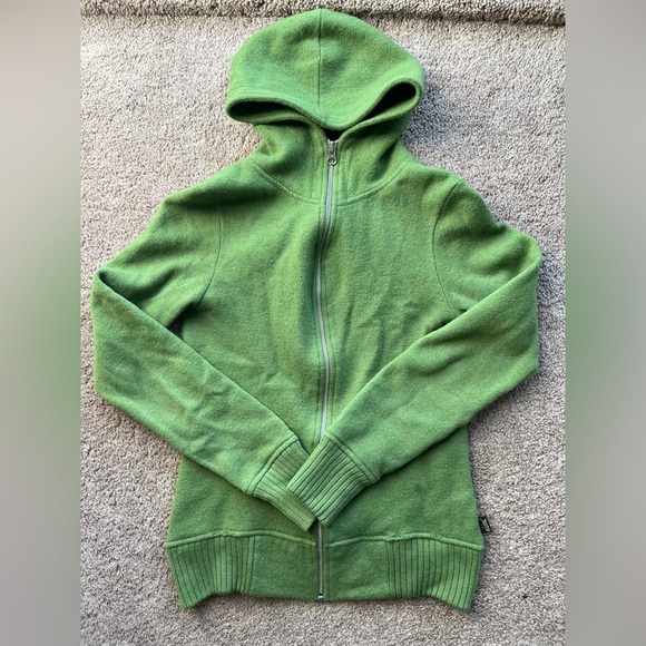Kuhl Merino Wool Full Zip Hooded Sweater Green XS - Picture 3 of 8
